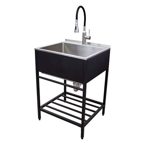 stainless steel laundry sink with cabinet|stainless steel freestanding laundry sink.